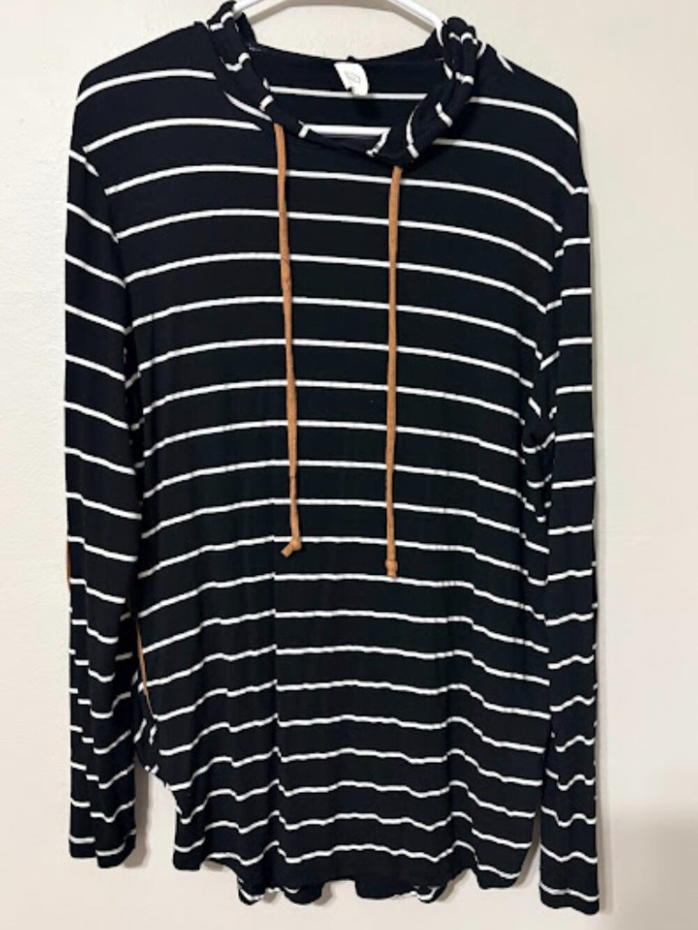 Sunshine & Rodeos Black & White Striped Lightweight Hoodie - Large